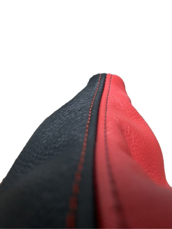 2005-2009 FORD MUSTANG GT Red & Black Leather Manual Shift Boot Cover-3