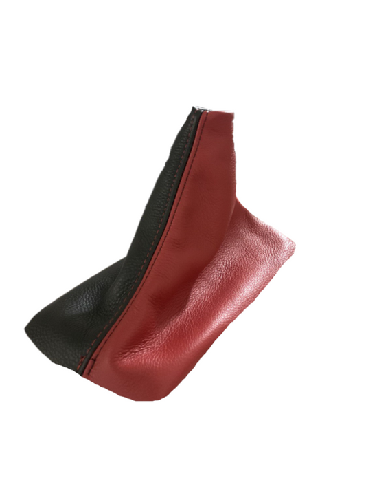2005-2009 FORD MUSTANG GT Red & Black Leather Manual Shift Boot Cover-0
