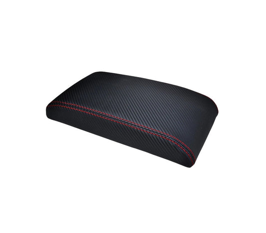 Red Stitch Carbon Fiber Synthetic Leather Console Armrest Cover For 2008-2016 Subaru Impreza WRX STI Crosstrek-0