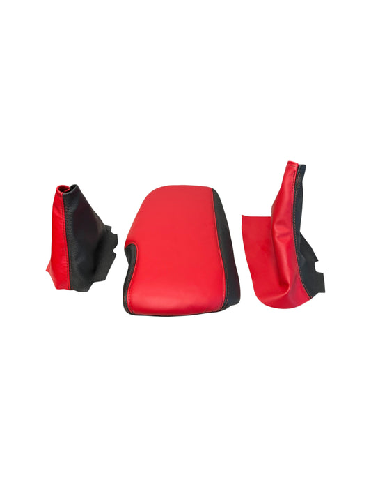 For 2005-2013 Chevy Corvette C6 Z06 Torch Red & Black Leather Console Shift Handbrake Boot Cover-0