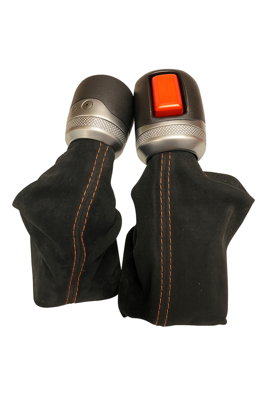 2020-2023 Jeep Gladiator Mojave Automatic Real Suede Alcantara Shift Boot & Transfer Case Orange Stitching-0